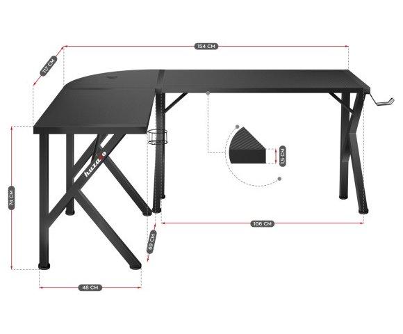 Huzaro Hero 6.3 Black gaming sto - slika 7