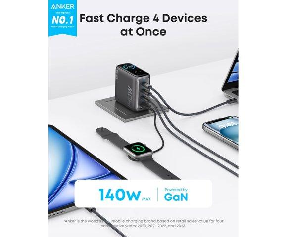 Anker Charger (140W, 4-Port, PD 3.1) Black - slika 2