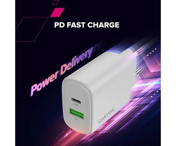 Canyon OnCharge USB-A/C 250 Black punjač - slika 4