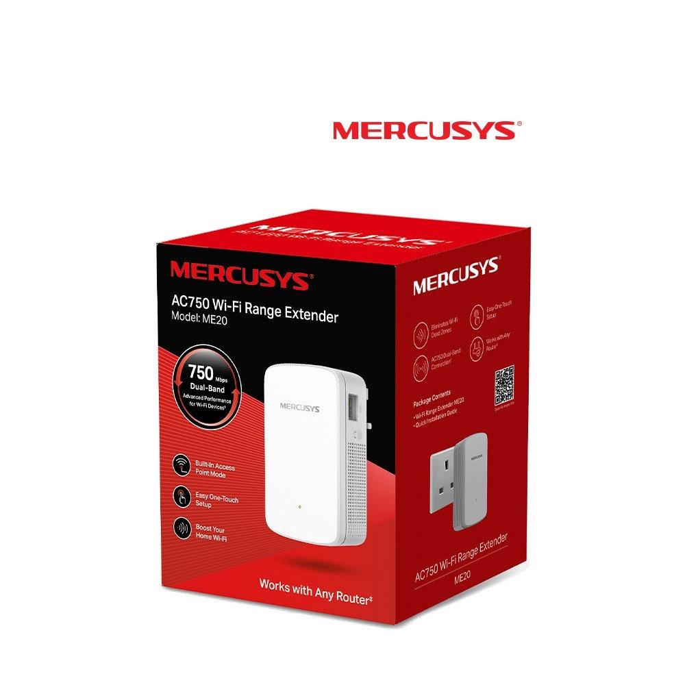 Mercusys ME20 Range Extender WiFi AC750 Dual Band, Porta Ethernet, Plug & Play, Indicatore Segnale Intelligente, Copertura Ottimale