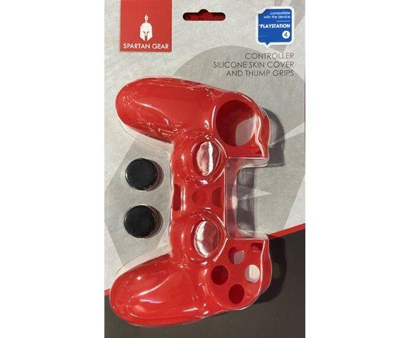 Spartan Gear  Silicon Skin Cover and Thumb Grips Red PS4 - slika 2