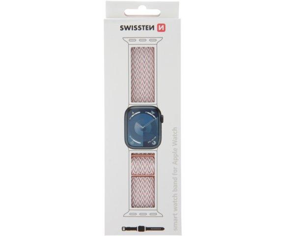 Swissten Apple watch Nylon band w/ buckle 42-49mm (Pink) - slika 2