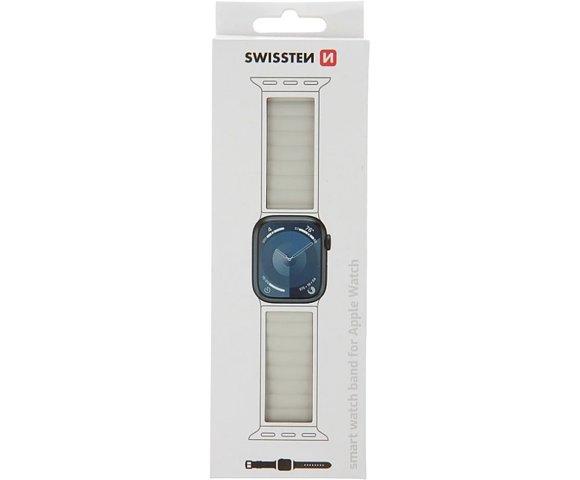 Swissten Apple watch Silicone band magnetic 38-41mm (White/Cappuccino) - slika 3