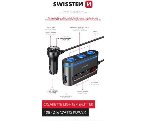 Swissten Triple Cigarette Lighter Splitter - slika 2
