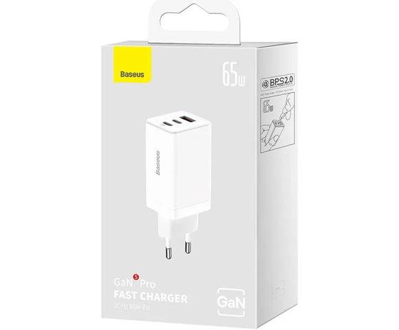 Baseus GaN5 Pro 2xUSB-C / USB 65W (white) - slika 6