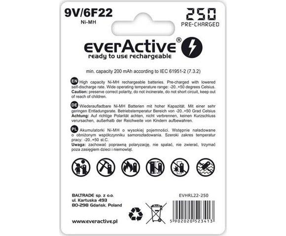 everActive Ni-MH 6F22 9V 250 mAh Silver Line - slika 2