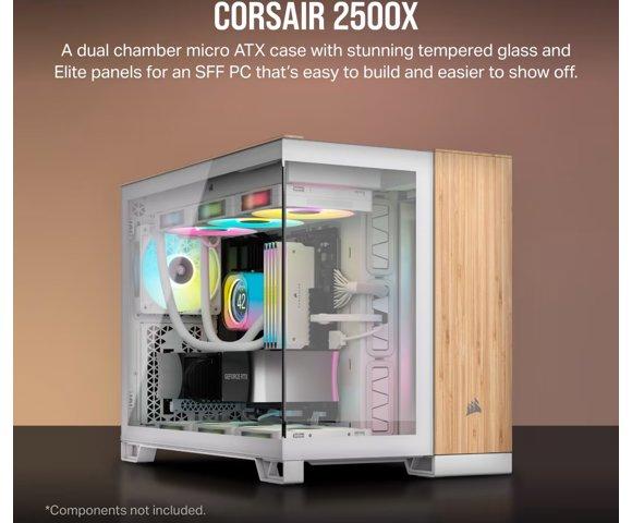 Corsair 2500X White/Bamboo Wood kućište - slika 2