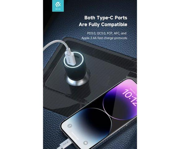 Devia Smart 40W PD 2x USB-C car charger - slika 6