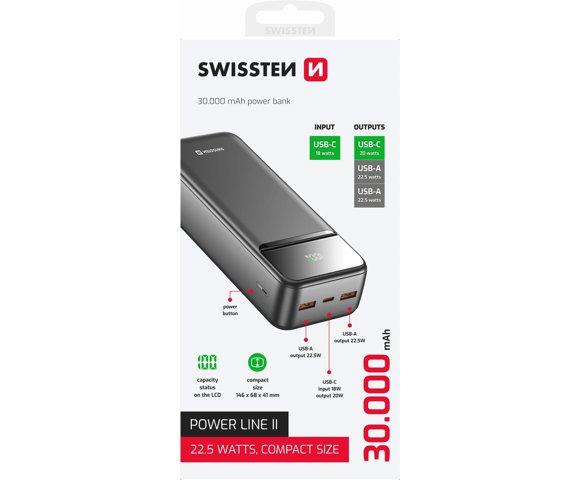 Swissten POWER LINE II BLACK 30000mAh powerbank - slika 2