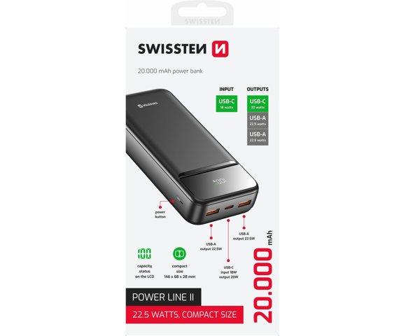 Swissten POWER LINE II BLACK 20000mAh powerbank  - slika 2