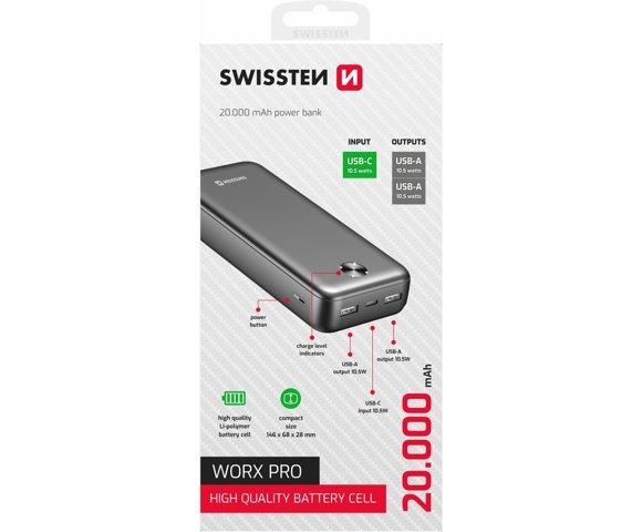 Swissten WORX PRO BLACK 20000mAh powerbank - slika 2