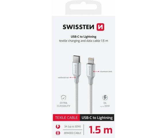 Swissten Textile II USB-C / Lightning 1.5m White - slika 2