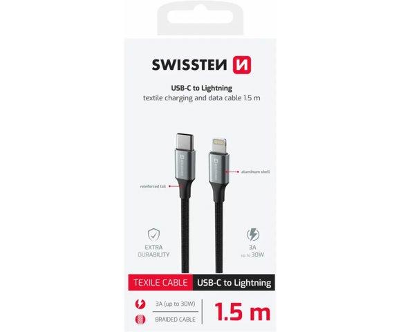 Swissten Textile II USB-C / Lightning 1.5m Black - slika 2