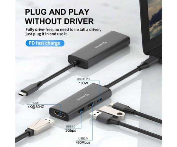 Swissten 4-in-1 USB-C Hub - slika 2