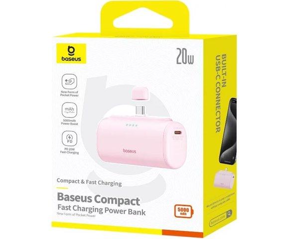 Baseus Compact USB-C 5000mAh Pink powerbank - slika 6