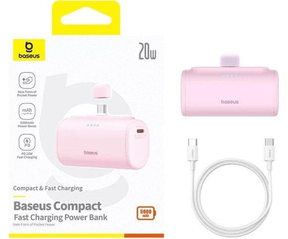 Baseus Compact USB-C 5000mAh Pink powerbank - slika 8