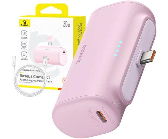 Baseus Compact USB-C 5000mAh Pink powerbank - slika 9