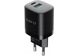 HAVIT UC30 EU USB-A USB-C punjač (Crna)