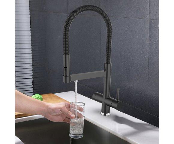 Voden Česma sa odvojivim tušem – Crna Mat - slika 3