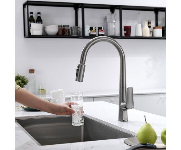 Voden Česma za vodu sa tušem na izvlačenje (viša) – Brušena - slika 3