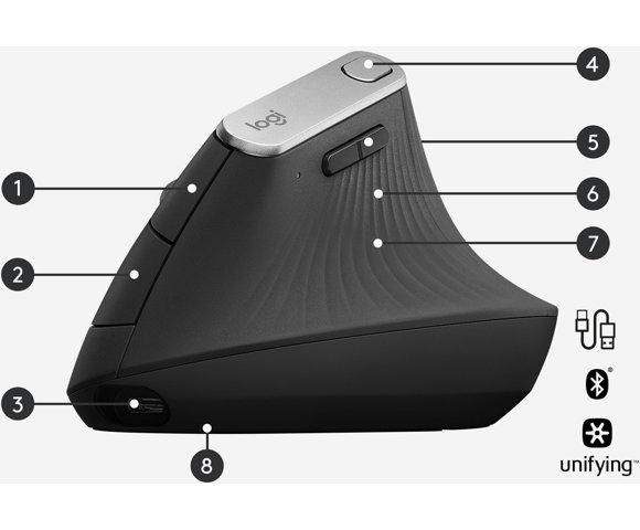 Logitech MX Vertical Graphite miš - slika 3