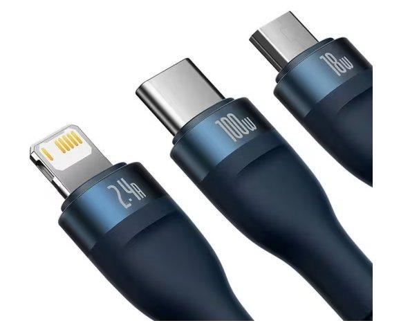 Baseus Flash 3-in-1 100W 1.2m Blue - slika 2