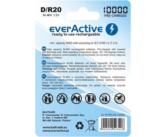  everActive R20/D Ni-MH 10000 mAh punjive baterije - slika 2