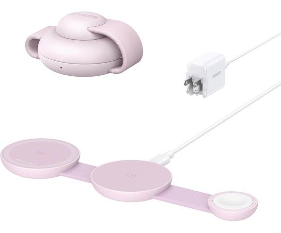 ANKER MagGo Pink bežični 3-u-1 sklopivi punjač - slika 2