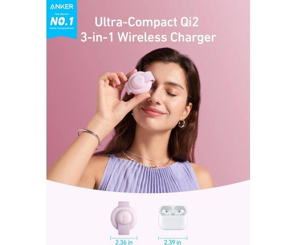 ANKER MagGo Pink bežični 3-u-1 sklopivi punjač - slika 3