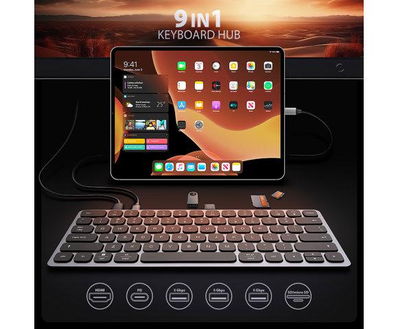 Axagon HMC-KB-US 9-u-1 tastatura i hub - slika 4