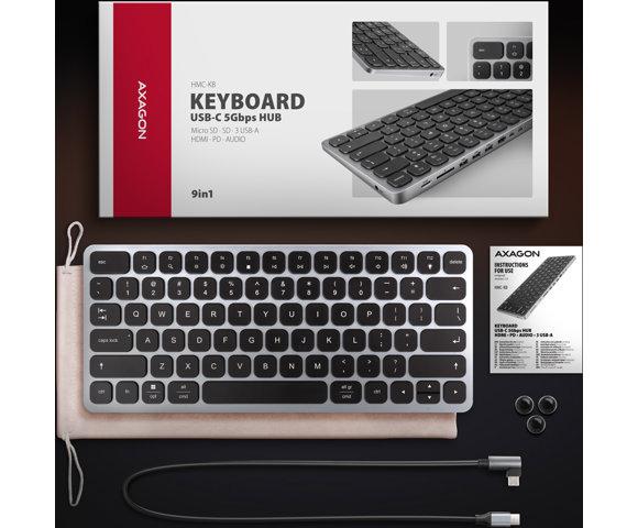 Axagon HMC-KB-US 9-u-1 tastatura i hub - slika 5