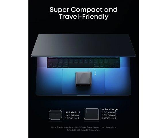 Anker Prime Charger (160W, 3 Ports, Smart Display) - slika 5