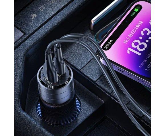 USAMS 95W USB-A + USB-C Black Auto punjač - slika 7