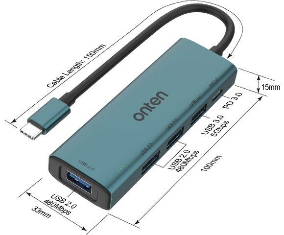 Onten UC119 USB Type-C Hub - slika 4