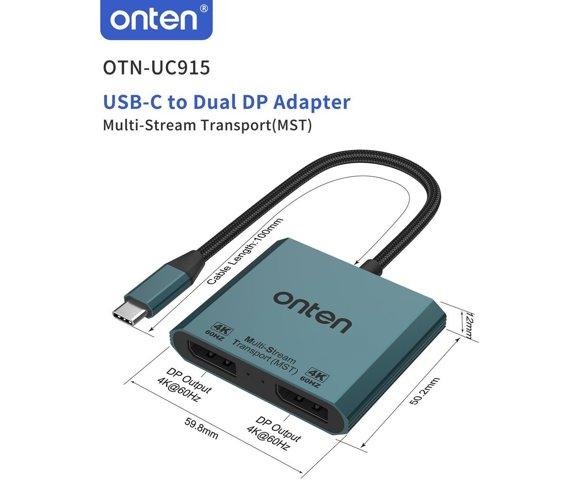 Onten UC915 Type-C / Dual DP adapter - slika 3