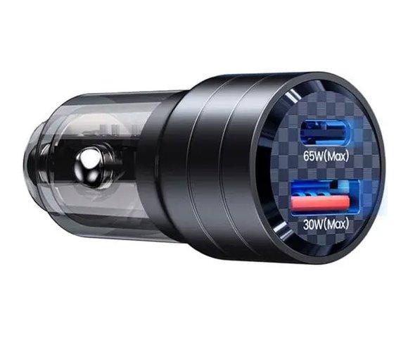 USAMS 95W USB-A + USB-C Black Auto punjač - slika 3