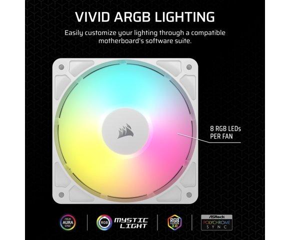 Corsair RS120 ARGB 120mm PWM Fans White (Triple Pack) - slika 3