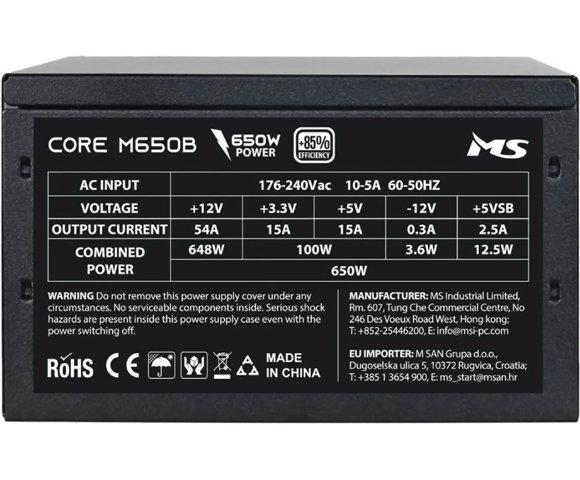 MS Industrial CORE M650B 650W Black napajanje - slika 5