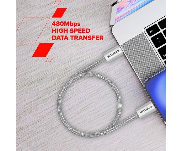 Canyon OnWire 60MG Grey Type-C 1m 60W pleteni magnetni kabl - slika 11