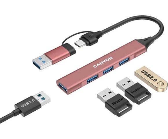 Canyon OnHub 02 Pink 4-port USB-C hub - slika 2