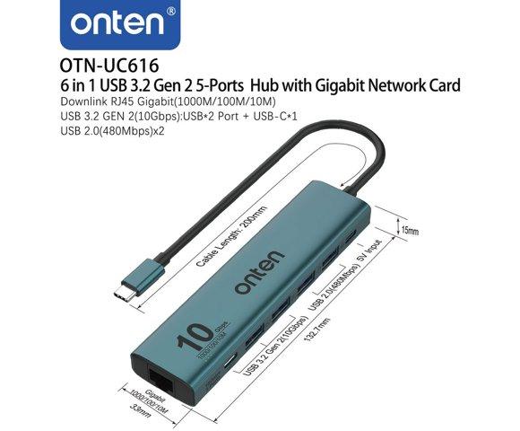Onten UC616 6-u-1 USB hub - slika 6
