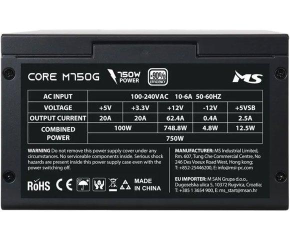 MS Industrial CORE M750G 750W Black napajanje - slika 5