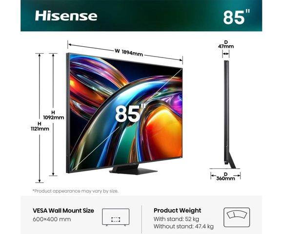 Hisense 85-inch UR9S RGB MiniLED Smart TV 4K 180 Hz  - slika 3