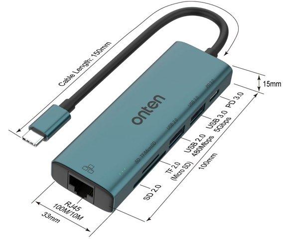 Onten UC122 6-u-1 USB Hub - slika 5
