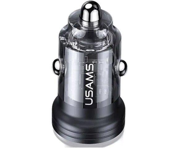 USAMS 45W USB-A + USB-C Black auto punjač - slika 2
