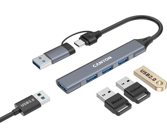 Canyon OnHub 02 Grey 4-port USB-C hub - slika 3