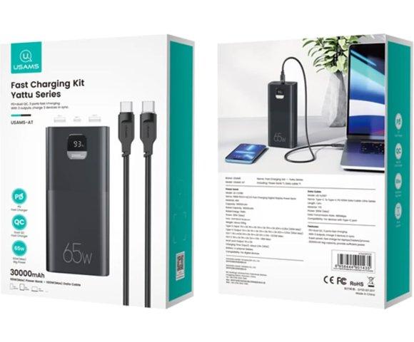 USAMS 30000mAh 65W Black powerbank - slika 4