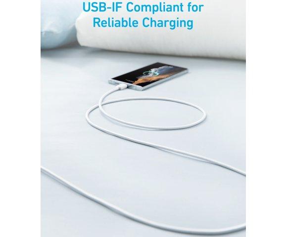 Anker 322 USB-A / USB-C 0.9m pleteni bijeli kabl - slika 3