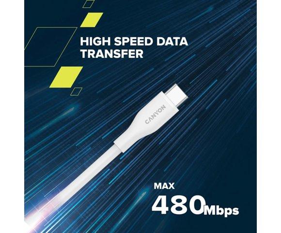 Canyon USB-C 2m 100W pleteni kabl - slika 7