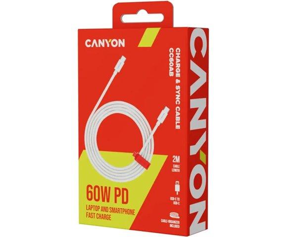 Canyon USB-C 2m 60W pleteni kabl - slika 2